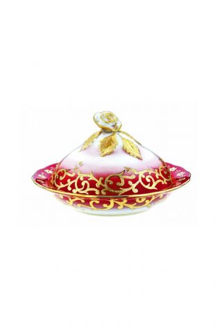 Kütahya Porselen - Kütahya Porselen Sultan Şekerlik 20 cm Dekor No:3678 Kırmızı