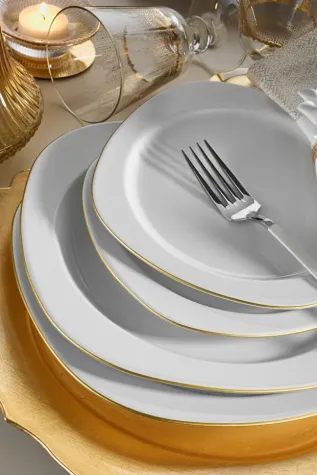 Kütahya Porselen Tetra 24 Parça 6 Kişilik Yemek Takımı Altın Fileli - Kütahya Porselen