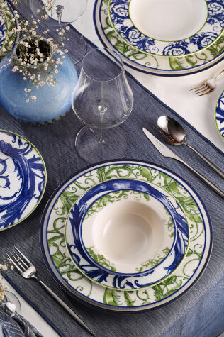 Kütahya Porselen Verde Azul 24 Parça 6 Kişilik Yemek Takımı - Kütahya Porselen
