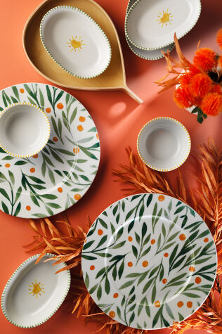 Kütahya Porselen Verde Natura 8 Parça 2 Kişilik Kahvaltı Takımı - Kütahya Porselen