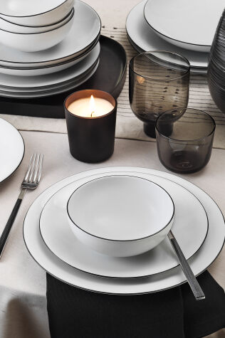 Kütahya Porselen Zeugma 24 Parça 6 Kişilik Yemek Takımı Siyah - Kütahya Porselen