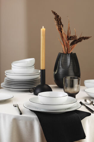 Kütahya Porselen Zeugma 24 Parça 6 Kişilik Yemek Takımı Siyah - Kütahya Porselen