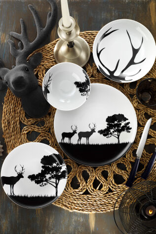 Kütahya Porselen Zeugma 24 Parça 6 Kişilik Yemek Takımı Geyik - Kütahya Porselen