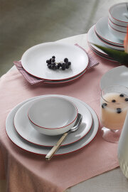 Kütahya Porselen Zeugma 24 Parça 6 Kişilik Yemek Takımı Kırmızı File 