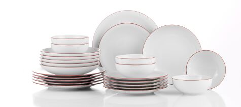 Kütahya Porselen Zeugma 24 Parça 6 Kişilik Yemek Takımı Kırmızı File - Kütahya Porselen