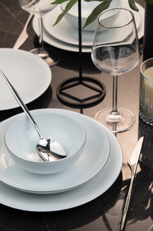 Kütahya Porselen Zeugma 24 Parça 6 Kişilik Krem Yemek Takımı Platin File - Kütahya Porselen