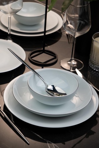 Kütahya Porselen Zeugma 24 Parça 6 Kişilik Krem Yemek Takımı Platin File - Kütahya Porselen