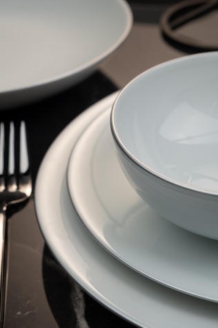 Kütahya Porselen Zeugma 24 Parça 6 Kişilik Krem Yemek Takımı Platin File - Kütahya Porselen