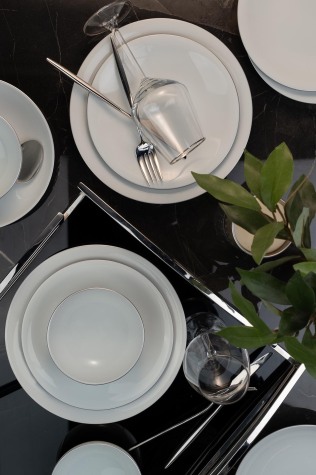 Kütahya Porselen Zeugma 24 Parça 6 Kişilik Krem Yemek Takımı Platin File - Kütahya Porselen