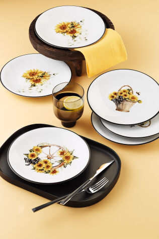 Kütahya Porselen Günebakan 6 Parça 21 Cm Servis Tabağı - Kütahya Porselen