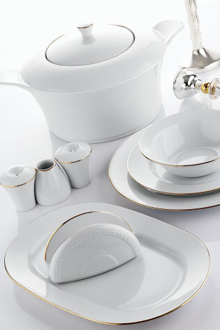 Kütahya Porselen Zümrüt Yemek Takımı 84 Parça 12 Kişilik Altın Fileli - KÜTAHYA PORSELEN