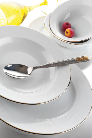 Kütahya Porselen Zümrüt Yemek Takımı 84 Parça 12 Kişilik Altın Fileli - KÜTAHYA PORSELEN