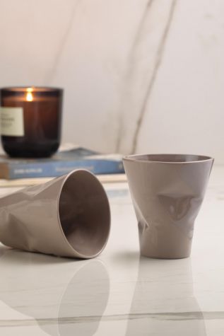 Kütahya Porselen - Küyahya Porselen Crash 2'li Espresso Kahve Seti Gri