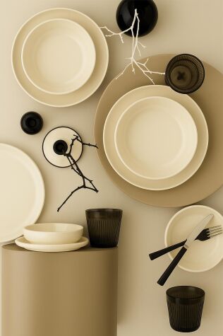 Kütahya Porselen Moderna 18 Parça 6 Kişilik Yemek Takımı Krem - Kütahya Porselen