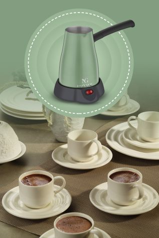 NG Home - NG Home 14 Parca 6 Kişilik Kahve Ve Keyif Seti Yeşil