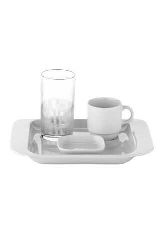 Kütahya Porselen Quadro 21,5X16,5 Cm Kahve Sunum Tabağı Dekorsuz - Kütahya Porselen