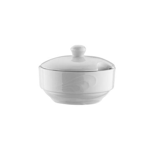 Kütahya Porselen Roma Şekerlik Kapağı (Kaşıklıklı) Dekorsuz - Kütahya Porselen